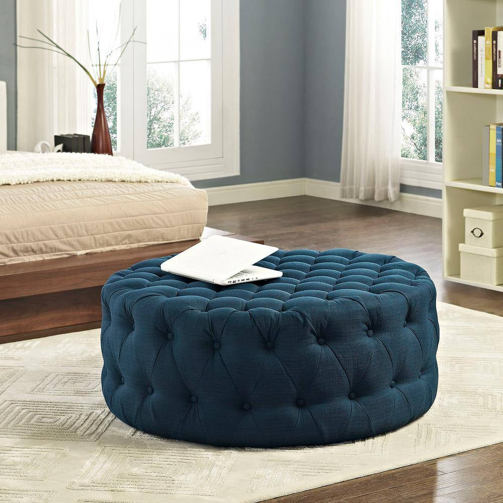 Azure Amour Upholstered Fabric Ottoman