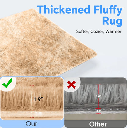 Area Rugs, 6Ft X 9Ft Shaggy Area Rugs for Living Room Bedroom, Soft Fluffy Rugs & Plush Decorative Rug for Indoor Home Floor Carpet Mat Khaki