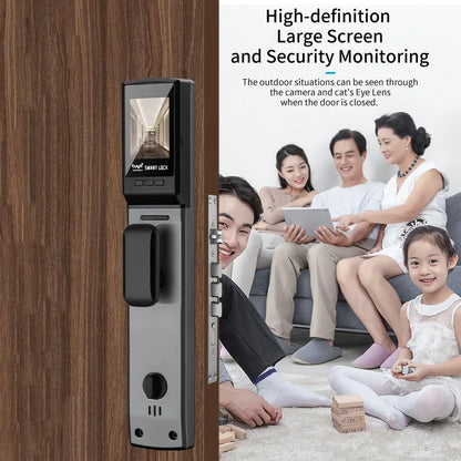3D Real-Time Intercom Face Recognition Digital Door Lock with Camera Fingerprint Password Unlock Keyless Electronic Door Lock