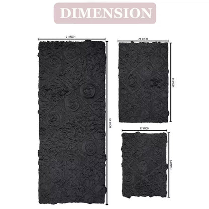 Modesto Bath Rug 100% Cotton Bath Rugs Set, 3-Pcs Set with Runner, Gray