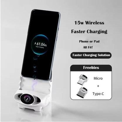 Magnetic Mini Chair Wireless Fast Charger Phone Stand Holder Upgraded Wireless Charging Station Phone with Speaker Function