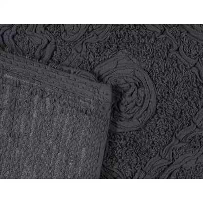 Modesto Bath Rug 100% Cotton Bath Rugs Set, 3-Pcs Set with Runner, Gray