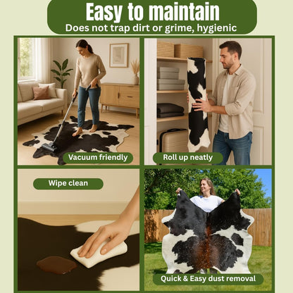Genuine Cowhide Rug: Real Animal Print Rug for Western Home Decor & Rustic Cow Rugs for Living Room - Hand-Picked Western Rugs, 6X7Ft - Unique Country Style Hide Decor - Black and White