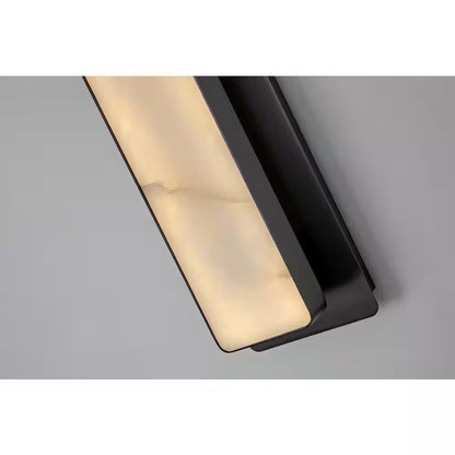 20 In. 1-Light Black LED Wall Sconce, Natural Alabaster Modern Wall Light for Bedroom, Bathroom, Living Room
