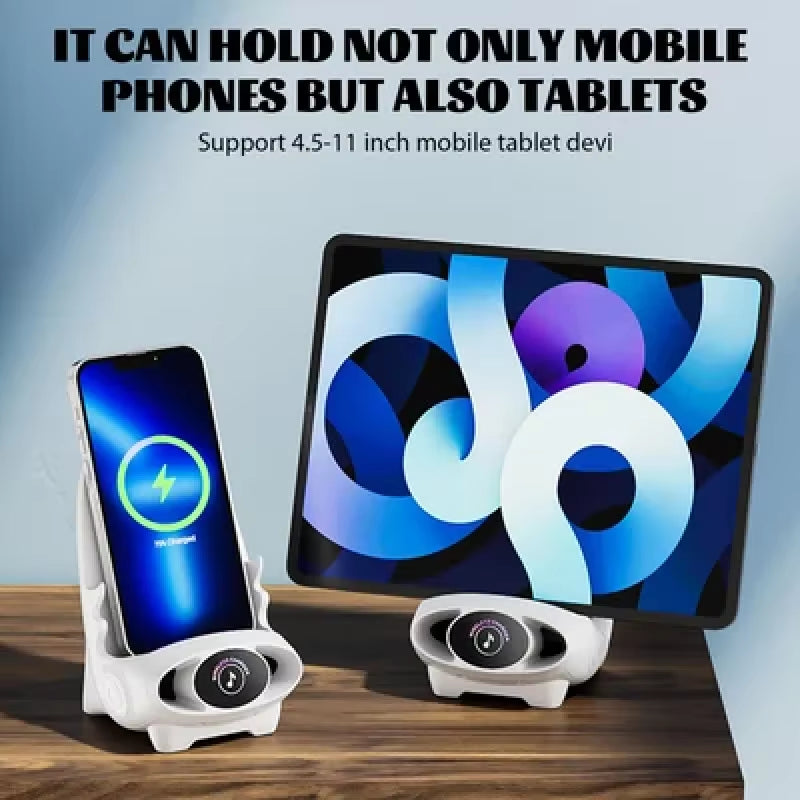 Magnetic Mini Chair Wireless Fast Charger Phone Stand Holder Upgraded Wireless Charging Station Phone with Speaker Function