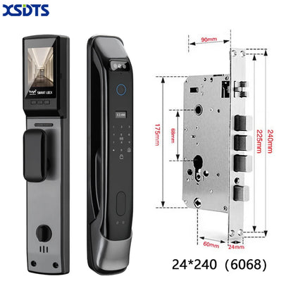 3D Real-Time Intercom Face Recognition Digital Door Lock with Camera Fingerprint Password Unlock Keyless Electronic Door Lock