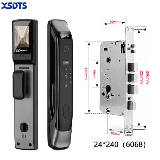 3D Real-Time Intercom Face Recognition Digital Door Lock with Camera Fingerprint Password Unlock Keyless Electronic Door Lock