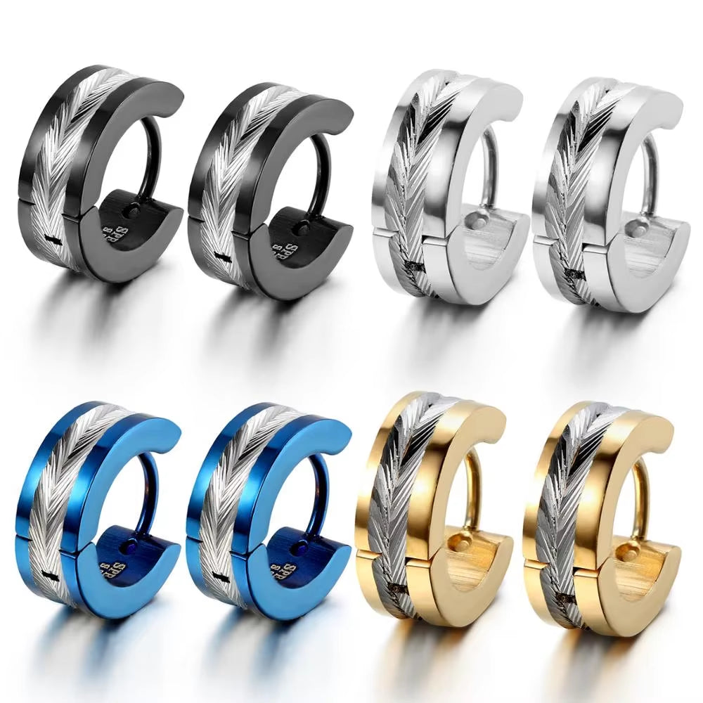 Fashion Earrings Men'S round Stainless Steel Earrings Rock Style Punk Circle Stud Earrings for Men Male Jewelry Accessories