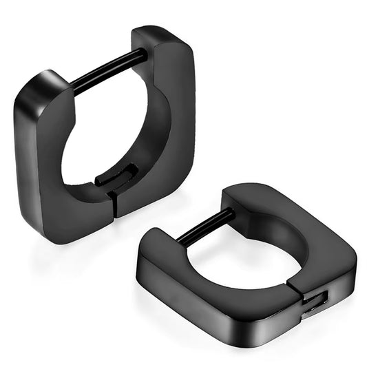 Basic Square Men Stainless Steel Hoop Earrings for Women & Men Deluxe Boucles D'Oreilles Party Jewels Brinco Feminino
