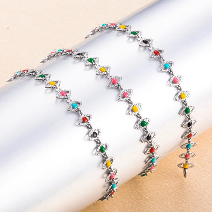 Stainless Steel Hand Chain Bracelet Color Eye Shape Creative DIY High Quality Men'S and Women'S Jewelry
