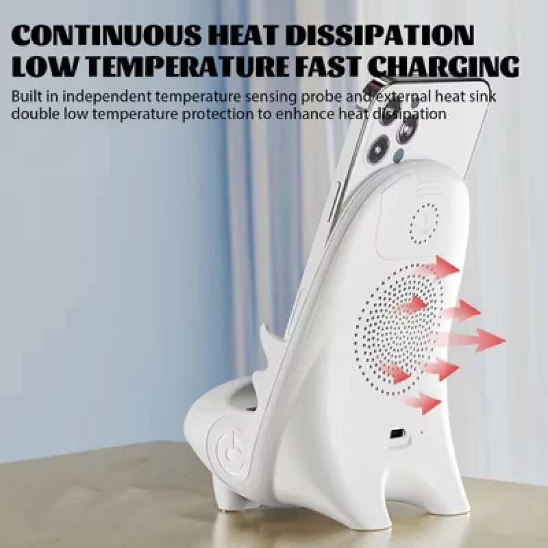 Magnetic Mini Chair Wireless Fast Charger Phone Stand Holder Upgraded Wireless Charging Station Phone with Speaker Function