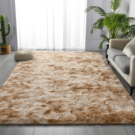 Area Rugs, 6Ft X 9Ft Shaggy Area Rugs for Living Room Bedroom, Soft Fluffy Rugs & Plush Decorative Rug for Indoor Home Floor Carpet Mat Khaki