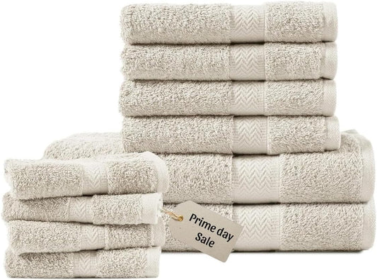 Platinum Luxury Bath Towel Set - 100% Cotton, Quick Dry, 2 Large, 4 Soft Hand, 4 Wash Towels for Body and Face