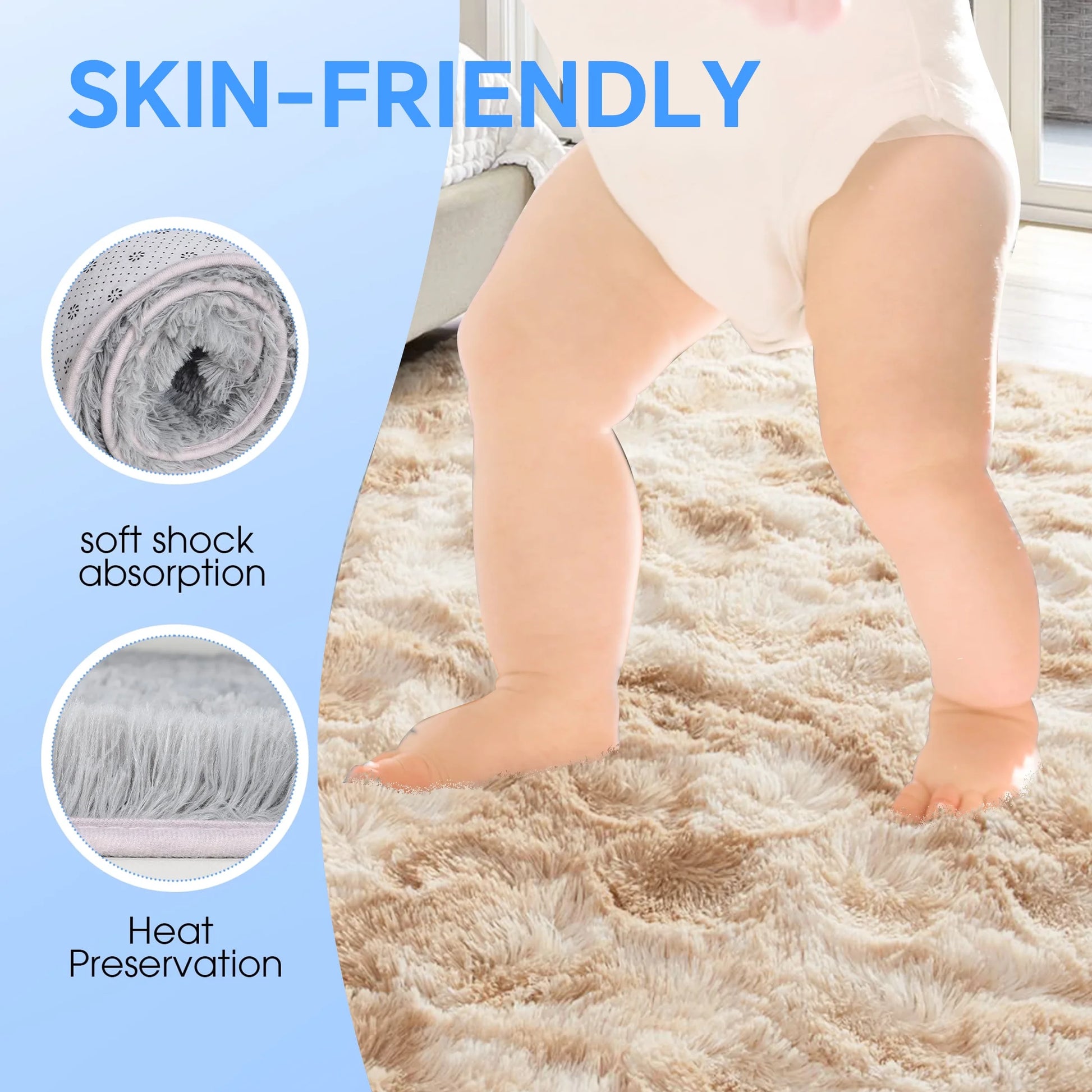 Area Rugs, 6Ft X 9Ft Shaggy Area Rugs for Living Room Bedroom, Soft Fluffy Rugs & Plush Decorative Rug for Indoor Home Floor Carpet Mat Khaki
