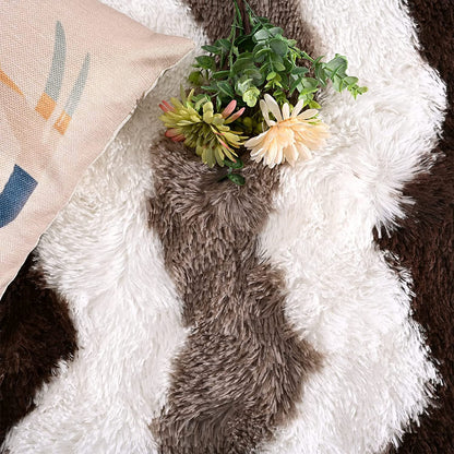 Soft Shaggy Rugs Plush Area Rugs for Living Room Bedroom Fluffy Carpets Home Decor,4X6Ft,Stripe Brown