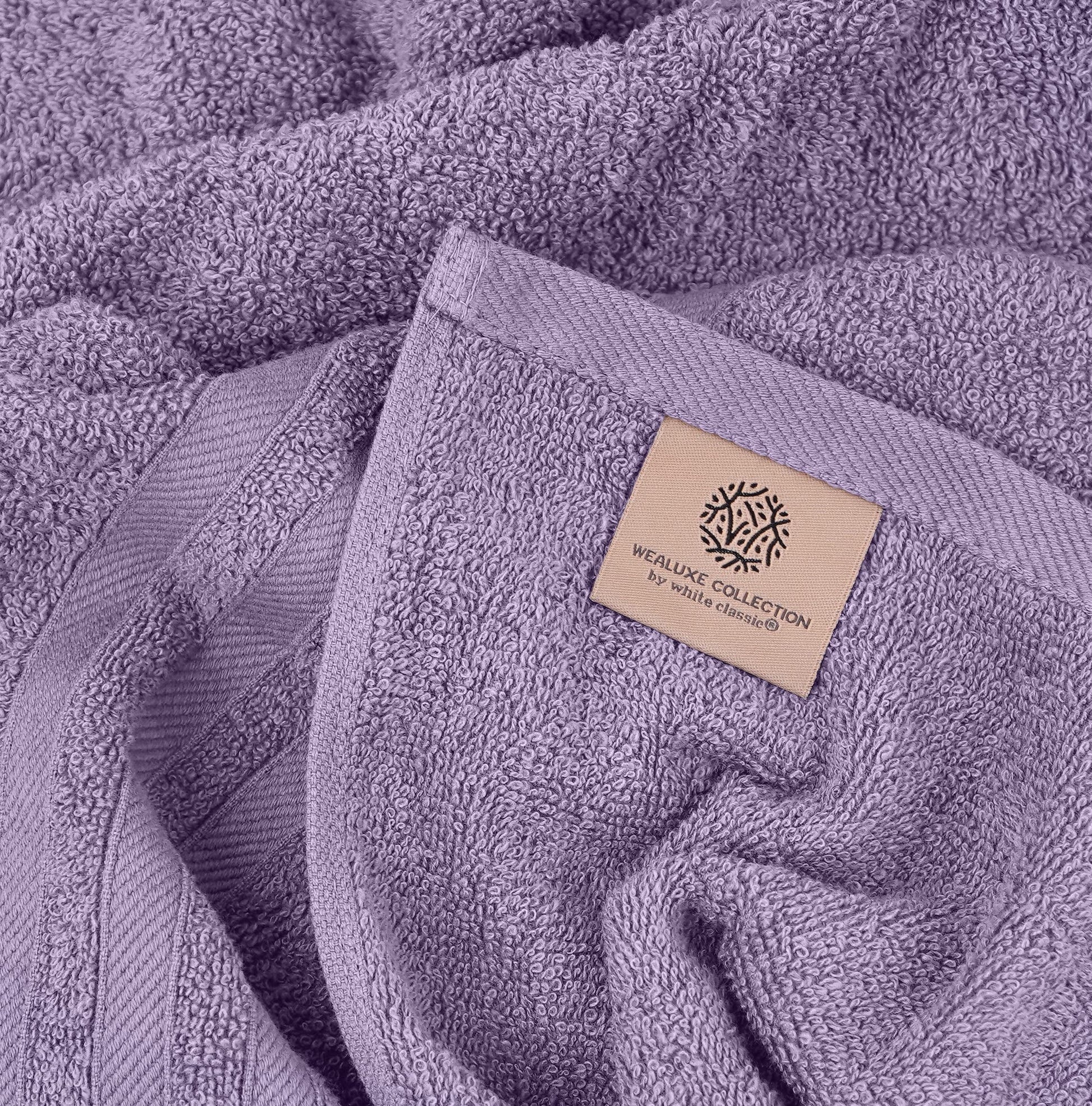 12 Piece Bath Towel Set for Bathroom - Wealuxe Collection 2 Bath Towels, 4 Hand Towels, 6 Washcloths 100% Cotton Soft and Plush Highly Absorbent, Soft Towel for Hotel & Spa - Lavender