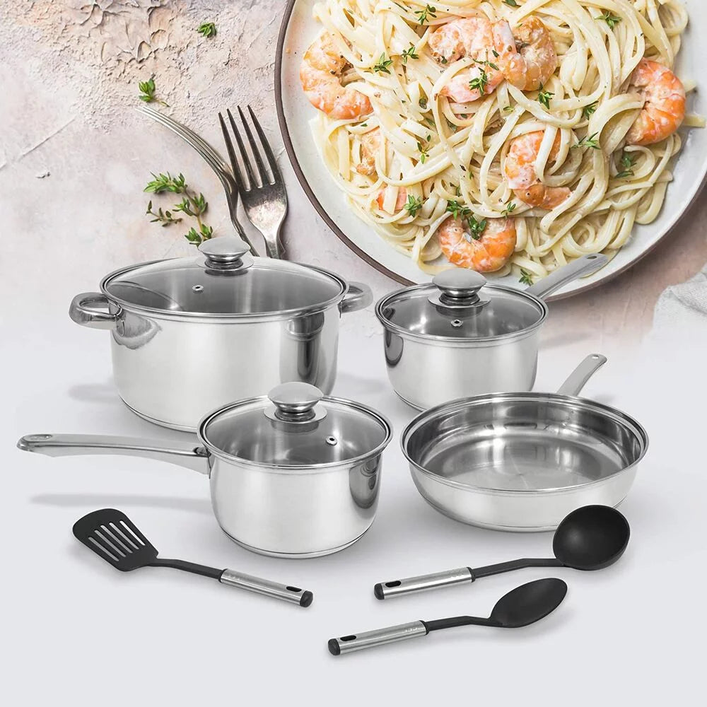 Excel Steel 10 Piece Stainless Steel Cookware Set with Tools