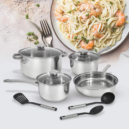 Excel Steel 10 Piece Stainless Steel Cookware Set with Tools