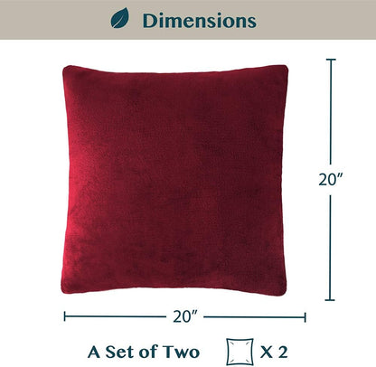 Maroon Red Throw Pillow Covers 20X20 Set of 2, Decorative Pillow Cases for Bed Sofa Couch, Boho Aesthetic Accent Decor Cushion Bedroom Living Room, Velvet Square Euro Sham Covers, Burgundy Red