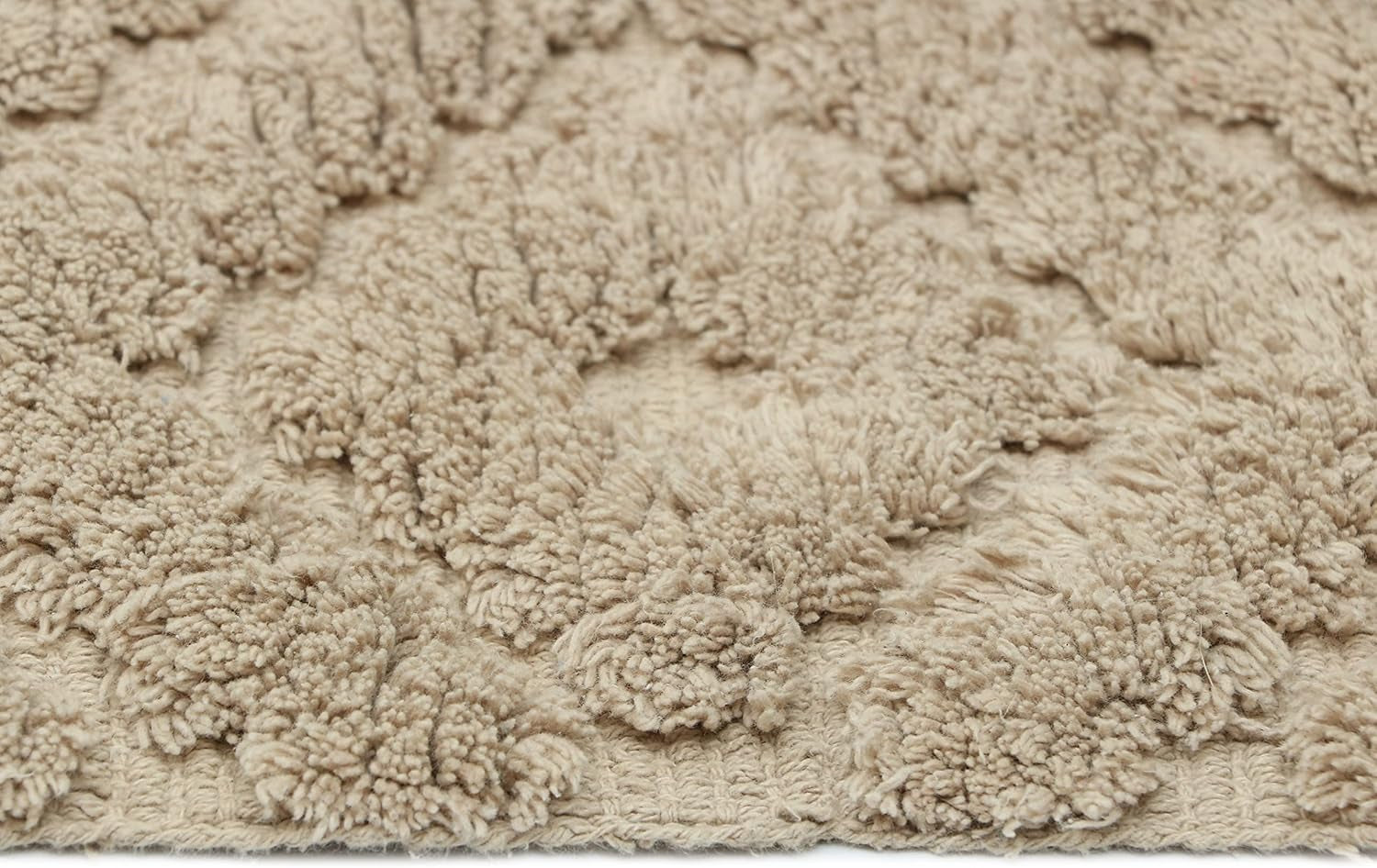 Luxury Cotton Tufted Bath Rug Floor Mat for Spa Vanity Shower Soft Machine Washable Bath Rug for Bathroom/Kitchen Water Absorbent Bedroom Area Rug (Taupe, 21" X 34")