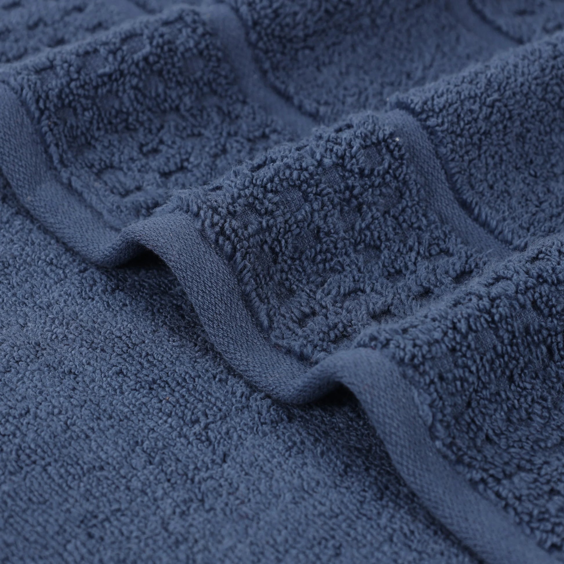 Zero Twist Cotton Waffle Border 3-Piece Towel Set, Denim Blue