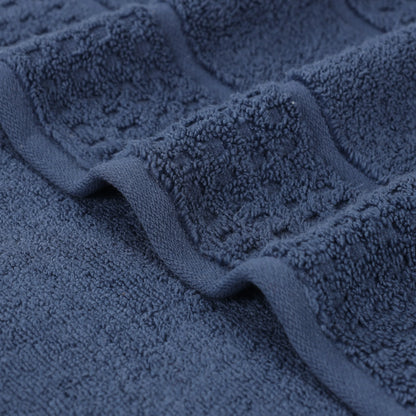 Zero Twist Cotton Waffle Border 3-Piece Towel Set, Denim Blue
