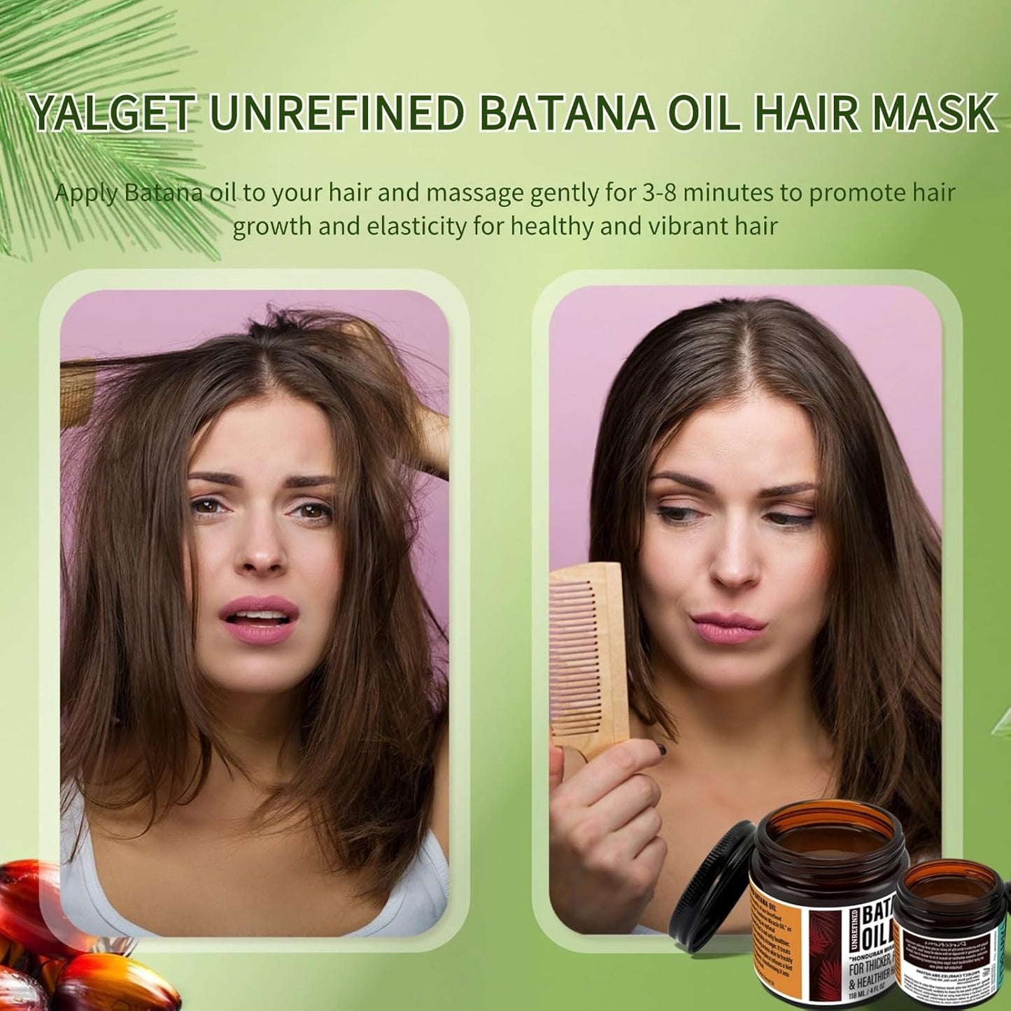Unrefined Batana Oil for Hair Growth Unrefined Batana Oil Hair Mask Batana Oil for Improvement Batana Oil for Improving Dry Hair and Enhancing Hair Shine and Smoothness