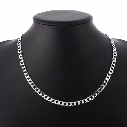 6MM 16Inch-24Inch Curb Chain Necklaces Silver Jewelry Men Necklace 925 Sterling Silver Necklace Colar Men Jewelry Accessories