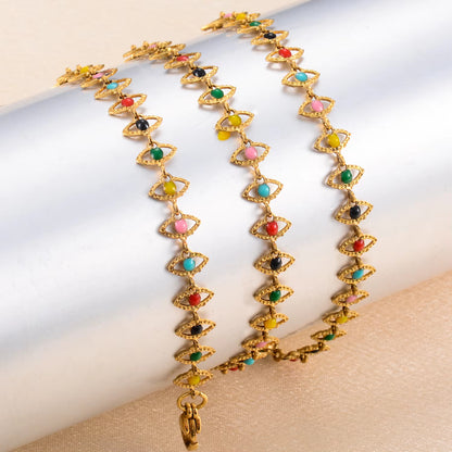 Stainless Steel Hand Chain Bracelet Color Eye Shape Creative DIY High Quality Men'S and Women'S Jewelry