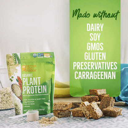 Organic Plant Based Protein Powder, 16G of Protein 24% DV, Vegan, 12.7 Oz