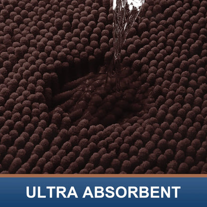 Luxury Chenille Bathroom Rugs, Extra Soft and Absorbent Bath Mat, Brown, 20"X30"