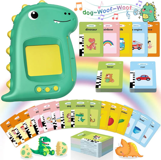 Dinosaur Talking Montessori Flash Cards with Sensory Toy, 224 Sight Words, 224 Count