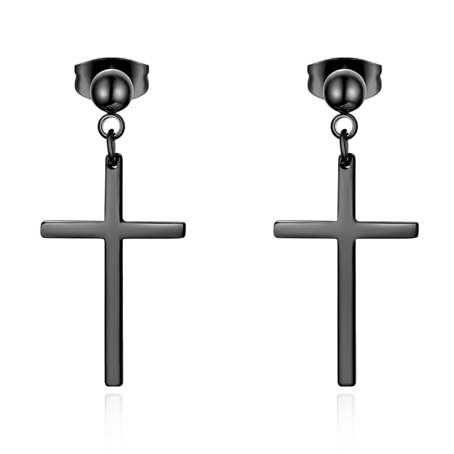 Trendy Men Pearl Cross Earrings Stainelss Steel Silver Color Earring for Female 1Pairs Bijoux Jewelry Aros Mujer Oreja