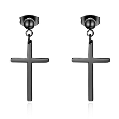 Trendy Men Pearl Cross Earrings Stainelss Steel Silver Color Earring for Female 1Pairs Bijoux Jewelry Aros Mujer Oreja