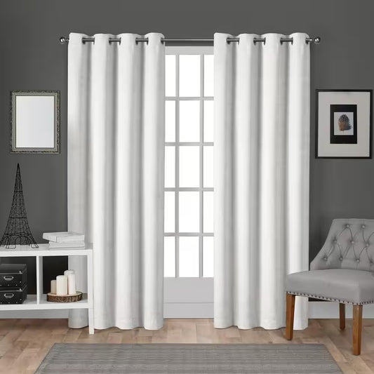 Velvet Winter White Solid Light Filtering Grommet Top Curtain, 54 In. W X 84 In. L (Set of 2)