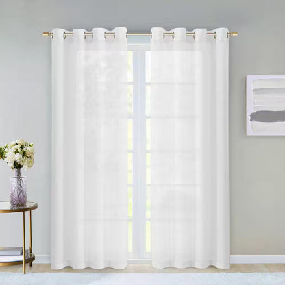 White Solid Grommet Sheer Curtain - 55 In. W X 84 In. L (Set of 2)