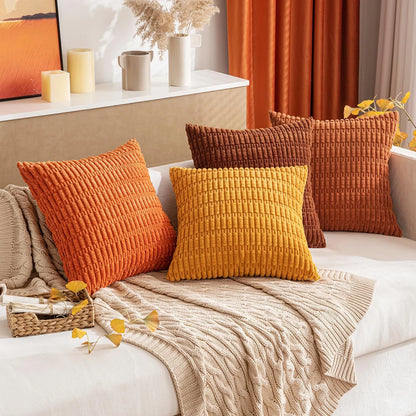 Fall Pillow Covers Decorative Throw Pillow Covers 18X18 Inch Soft Boho Striped Fall Pillow Covers Modern Farmhouse Home Decor for Sofa Living Room Couch 2 Pack