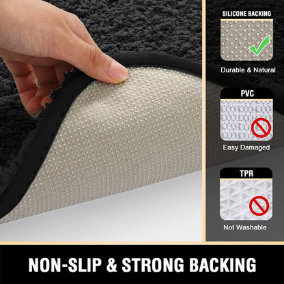 Bathroom Rug Tufted Bath Rug Bath Mat Non Slip Area Rug 17" X 24" Extra Soft Thick Absorbent Shaggy Kitchen Rug Indoor Mat Microfiber Bath Mat for Bathroom Fast Dry - Black