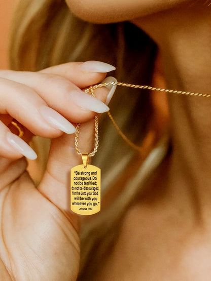 Men'S Gold Plated Cross Necklace Stainless Steel Dog Tag Necklace Christian Serenity Prayer Necklace Inspirational Jewelry Gift