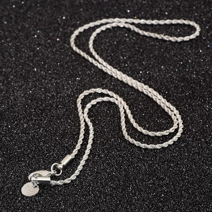 925 Sterling Silver Necklace 4Mm Silver Chain Twisted Rope and Chain Men and Women Jewelry Gift