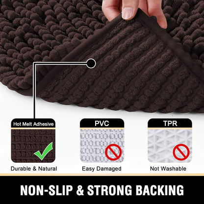 Bathroom Rugs Bath Mats for Bathroom Non Slip Luxury Chenille Bathroom Rugs Extra Soft Absorbent Shaggy Bathroom Mat Rugs Washable Fast Dry 2 Piece (Chocolate, 20" X 32"/17" X 24")