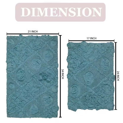 Modesto Bath Rug 100% Cotton Bath Rugs Set, 2-Piece Set(S+M), Blue