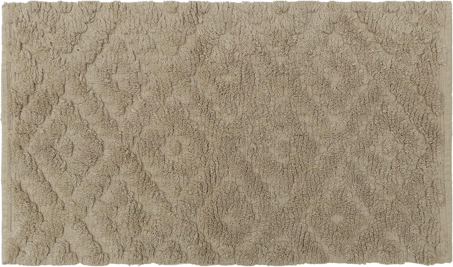 Luxury Cotton Tufted Bath Rug Floor Mat for Spa Vanity Shower Soft Machine Washable Bath Rug for Bathroom/Kitchen Water Absorbent Bedroom Area Rug (Taupe, 21" X 34")