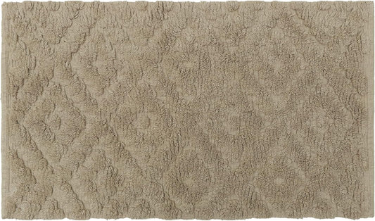 Luxury Cotton Tufted Bath Rug Floor Mat for Spa Vanity Shower Soft Machine Washable Bath Rug for Bathroom/Kitchen Water Absorbent Bedroom Area Rug (Taupe, 21" X 34")