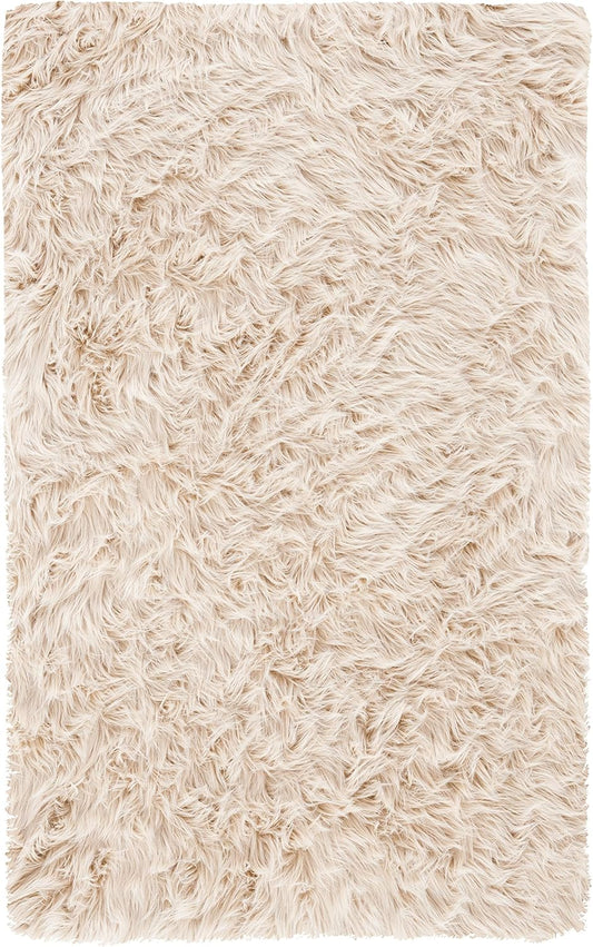 Faux Sheep Skin Collection 2' X 3' Beige FSS235K Silken Glam 2.35-Inch Thick Accent Rug
