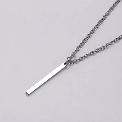 Men Necklace Stainless Steel Necklace Women Men Simple Long Chain Rectangular Pendant Necklace Statement Couples Choker Gifts