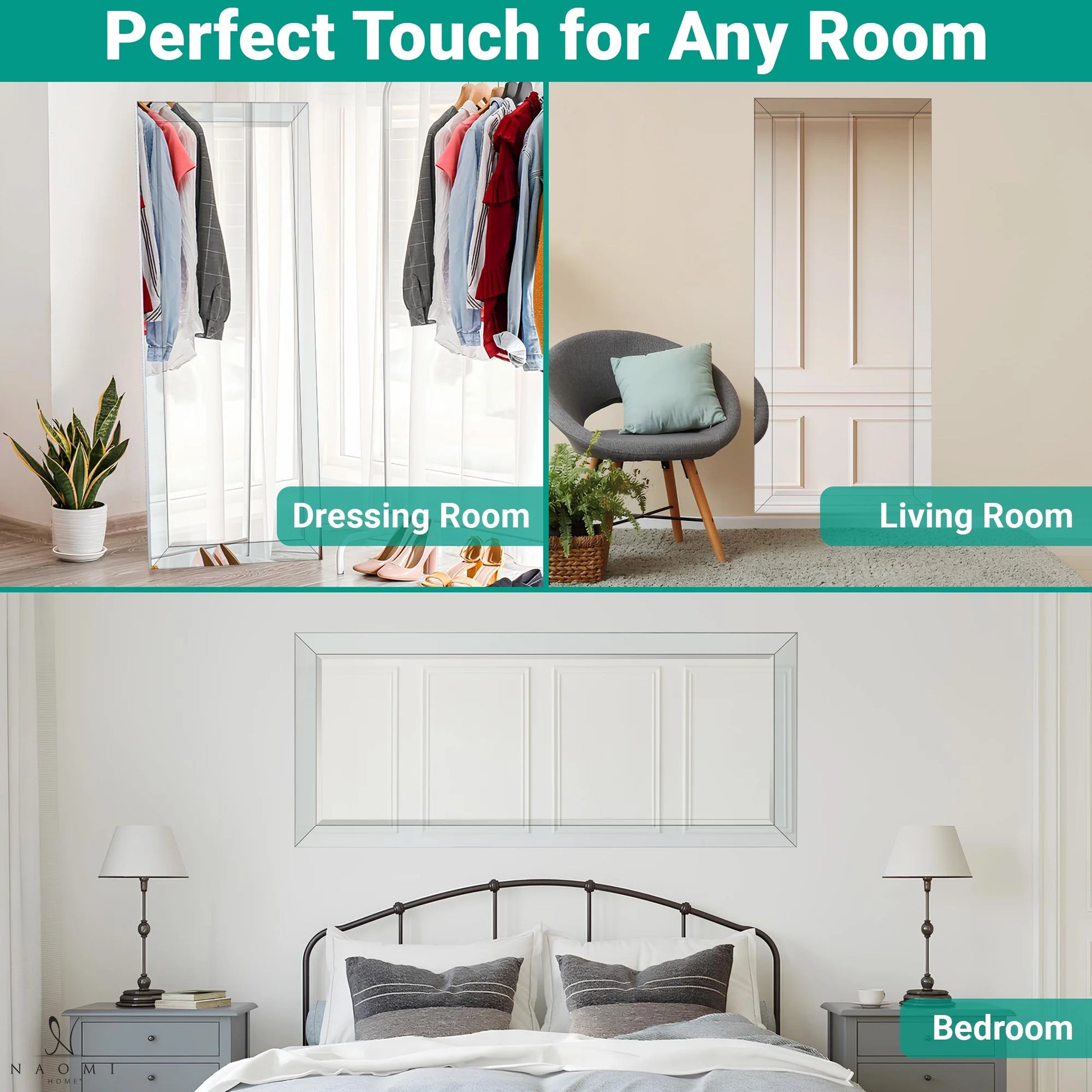 Mirrored Bevel Floor Mirror 70" X 30" by