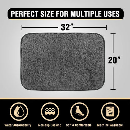 Bathroom Rug Tufted Bath Rug Bath Mat Non Slip Area Rug 20" X 32" Extra Soft Thick Absorbent Shaggy Kitchen Rug Indoor Mat Microfiber Bath Mat for Bathroom Fast Dry - Grey