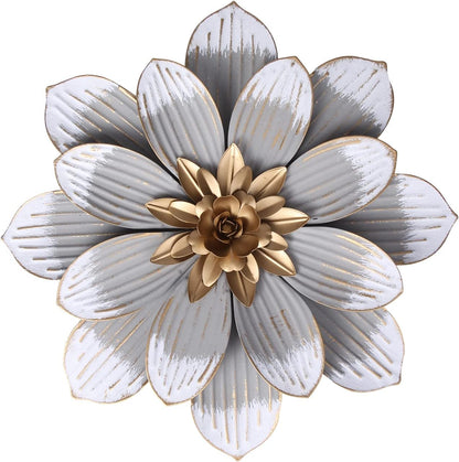 Metal Flower Wall Decor Fence Indoor Outdoor Decoration 13 Inches Grey Flower Art Wall Hanging for Home, Bedroom, Living Room, Bathroom, Garden Hanging Decoration
