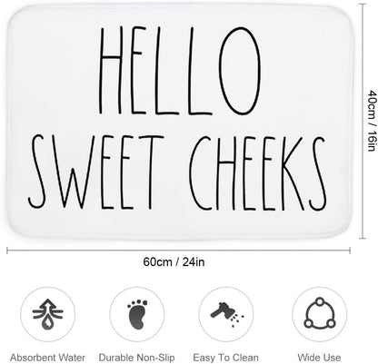 Area Rug 16 X 24 Inch Door Mat, Hello Sweet Cheeks Bath Mat, Bathroom Decor, Funny Bathroom Decor, Funny Bath Mat, Inspired, Simple Bathroom Decor